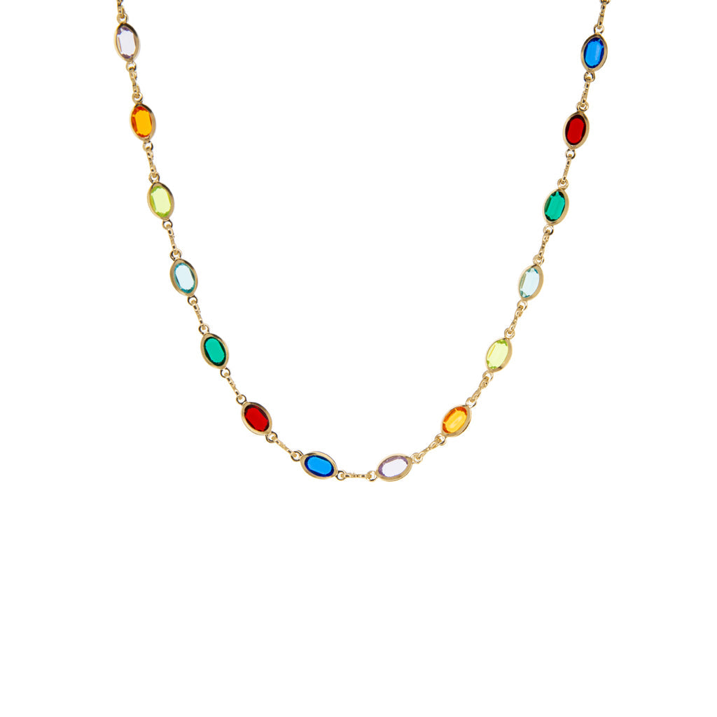 RAINBOW CRYSTAL NECKLACE-GOLD - Kingfisher Road - Online Boutique