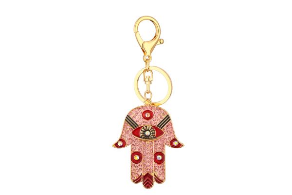 HAMSA RHINESTONE KEYCHAIN - Kingfisher Road - Online Boutique