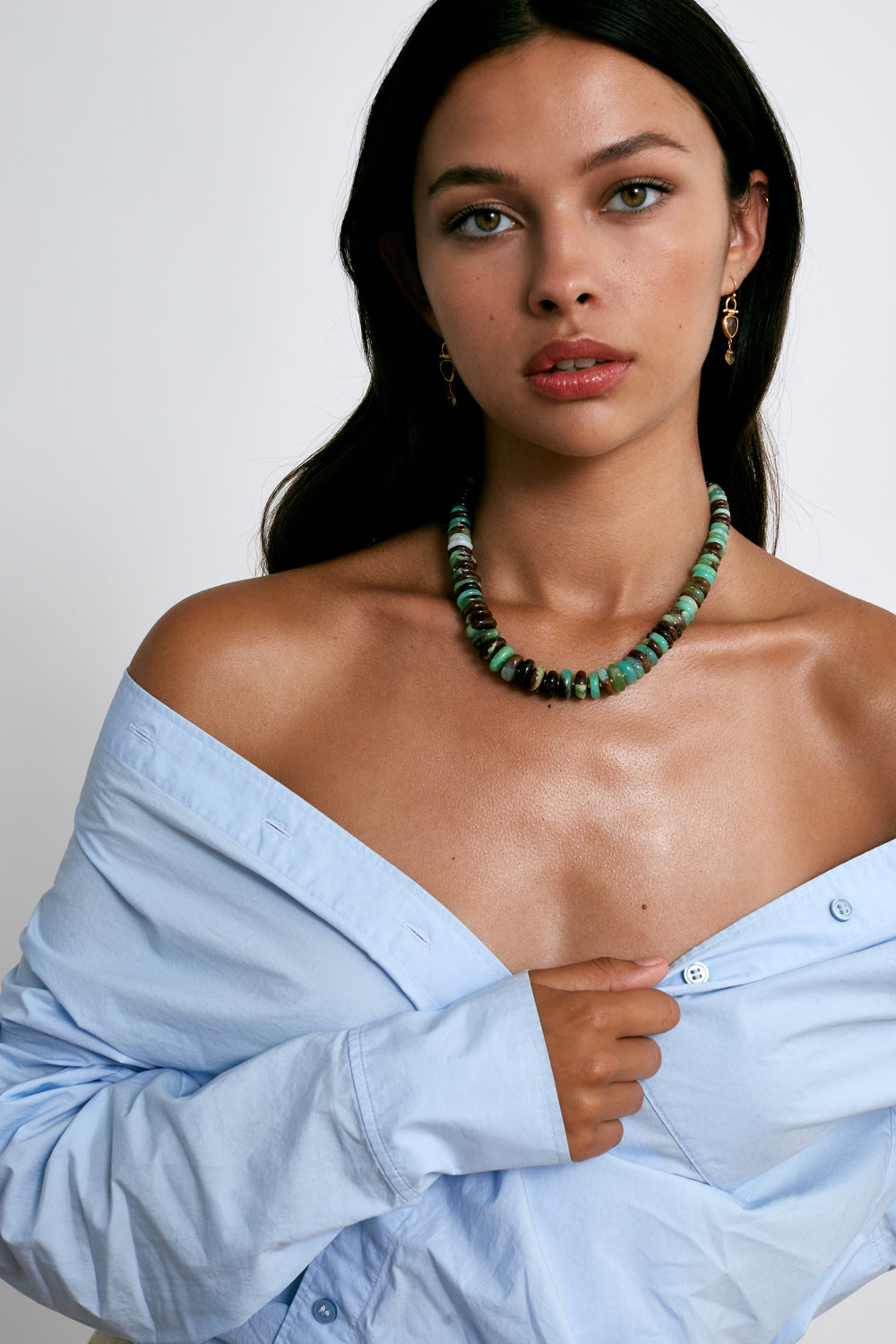CHRYSOPRASE GRADUATED STONE NECKLACE - Kingfisher Road - Online Boutique