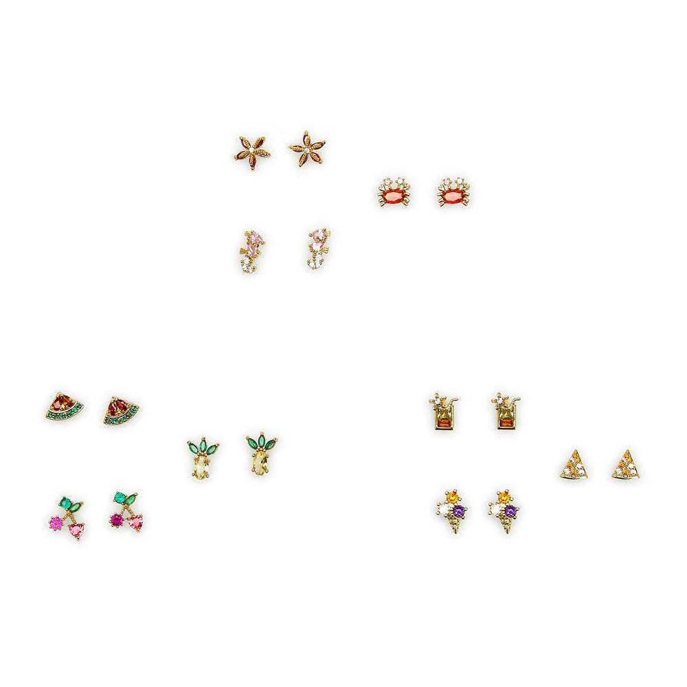 SET OF 3 STUD EARRINGS IN THEME - Kingfisher Road - Online Boutique