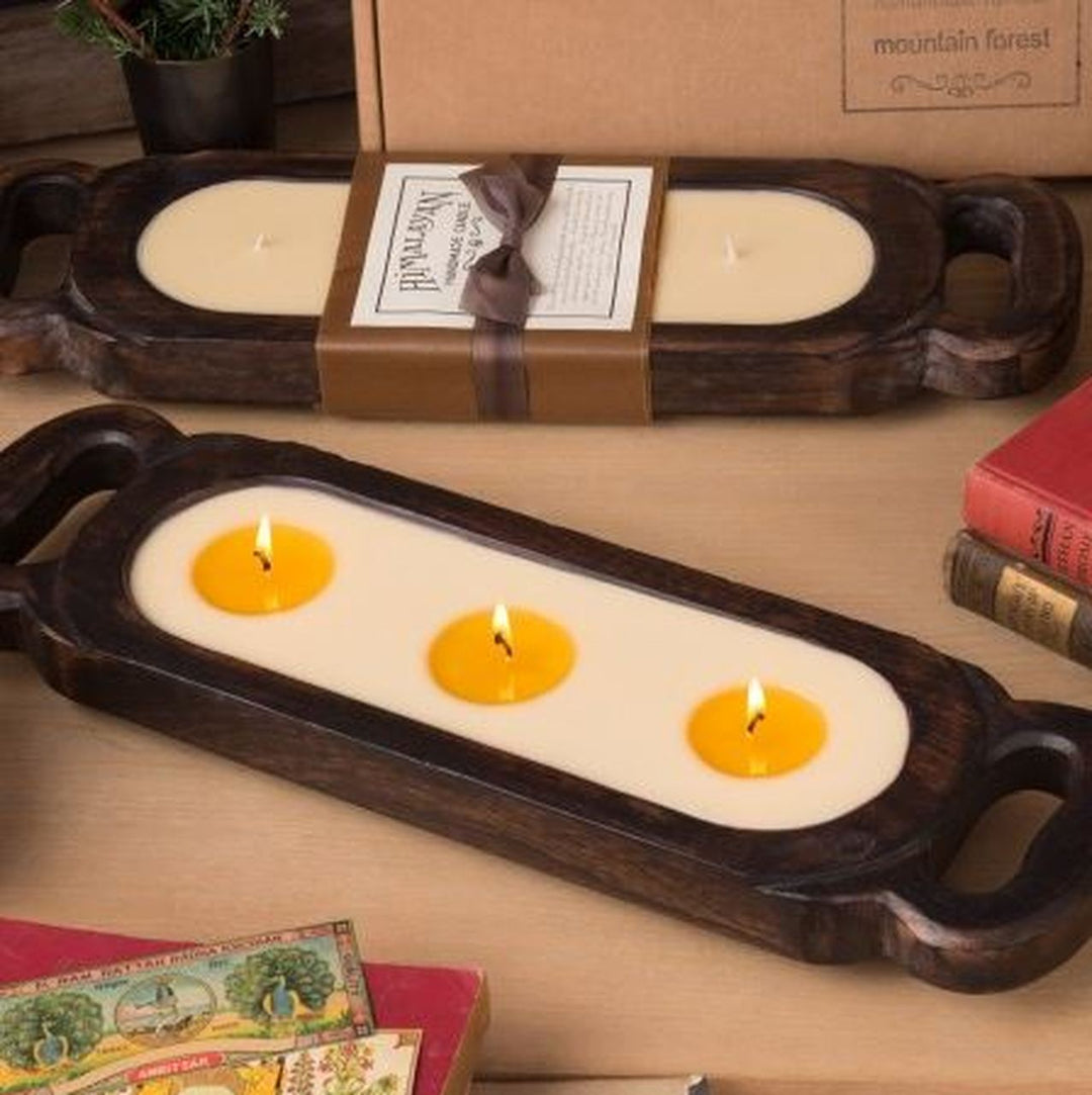 SM WOOD CANDLE TRAY-BOURB VANIILLA - Kingfisher Road - Online Boutique