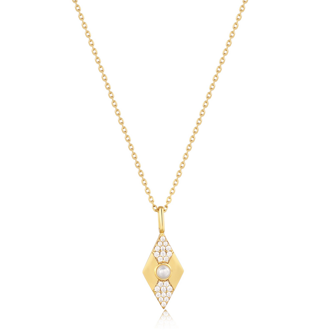 PEARL GEOMETRIC PENDANT NECKLACE-GOLD - Kingfisher Road - Online Boutique