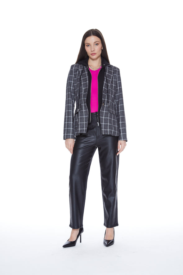 Kingfisher Road Blue Revival HOODED HELEN BLAZER REMOVABLE INSERT-CHARCOAL/BLACK