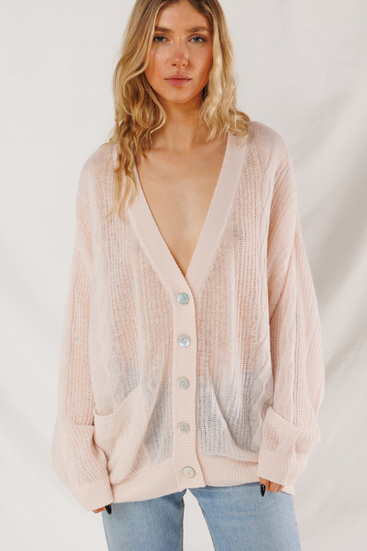 ELVIS CABLE CARDI - PEARL - Kingfisher Road - Online Boutique