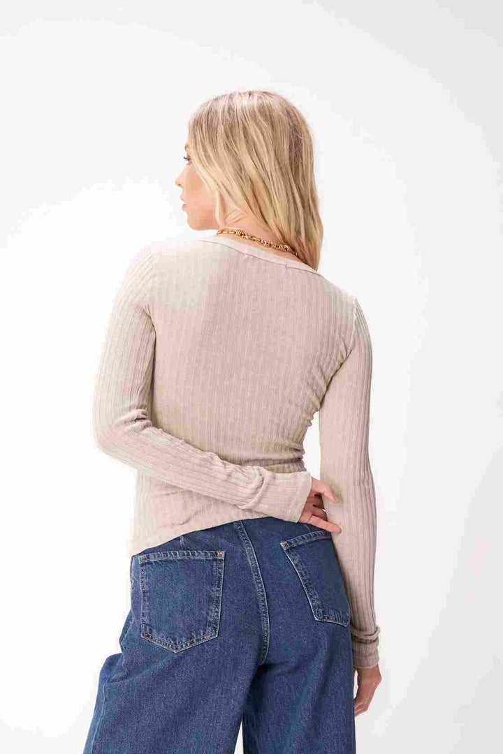 WHAT'S THE SCOOP WASHED RIB LONGSLEEVE-MW GINGER ROOT - Kingfisher Road - Online Boutique