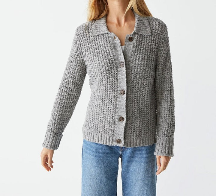 ARCHIE COLLARED CARDIGAN-HEATHER GREY - Kingfisher Road - Online Boutique