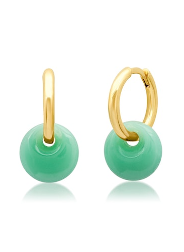 GOLD HUGGIES WITH MINT DANGLE - Kingfisher Road - Online Boutique