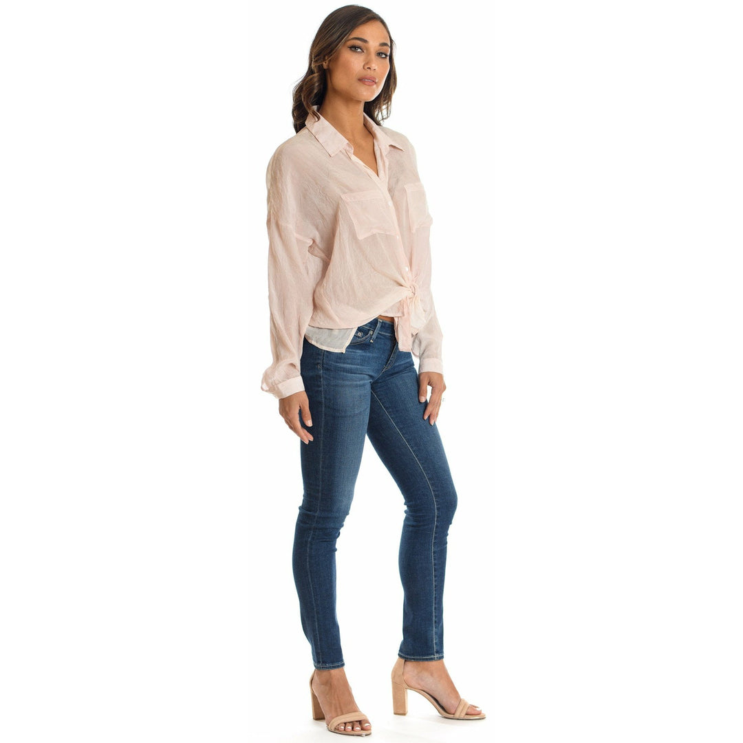 KENNEDY BUTTON DOWN TOP - BLUSH CRINKLE - Kingfisher Road - Online Boutique