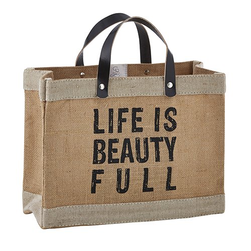 LIFE IS BEAUTY FULL JUTE MINI TOTE - Kingfisher Road - Online Boutique