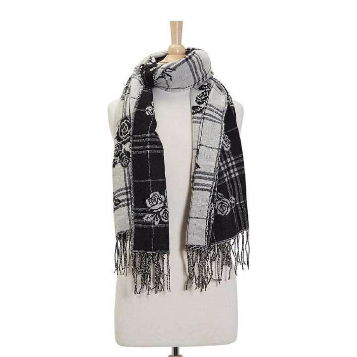 PLAID ROSES REVERSIBLE SCARF - Kingfisher Road - Online Boutique