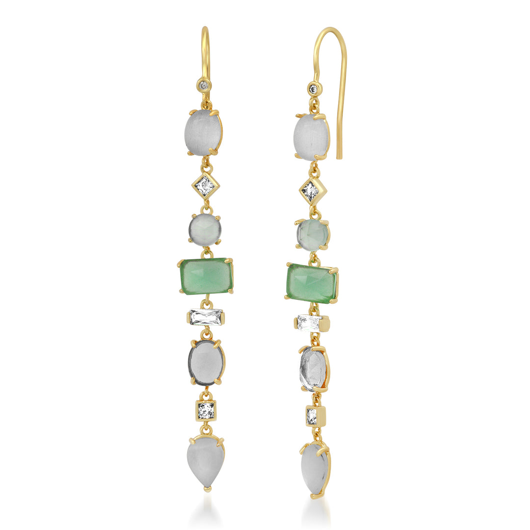 LINEAR GLASS GEOMETRIC DROP EARRING-IVORY - Kingfisher Road - Online Boutique