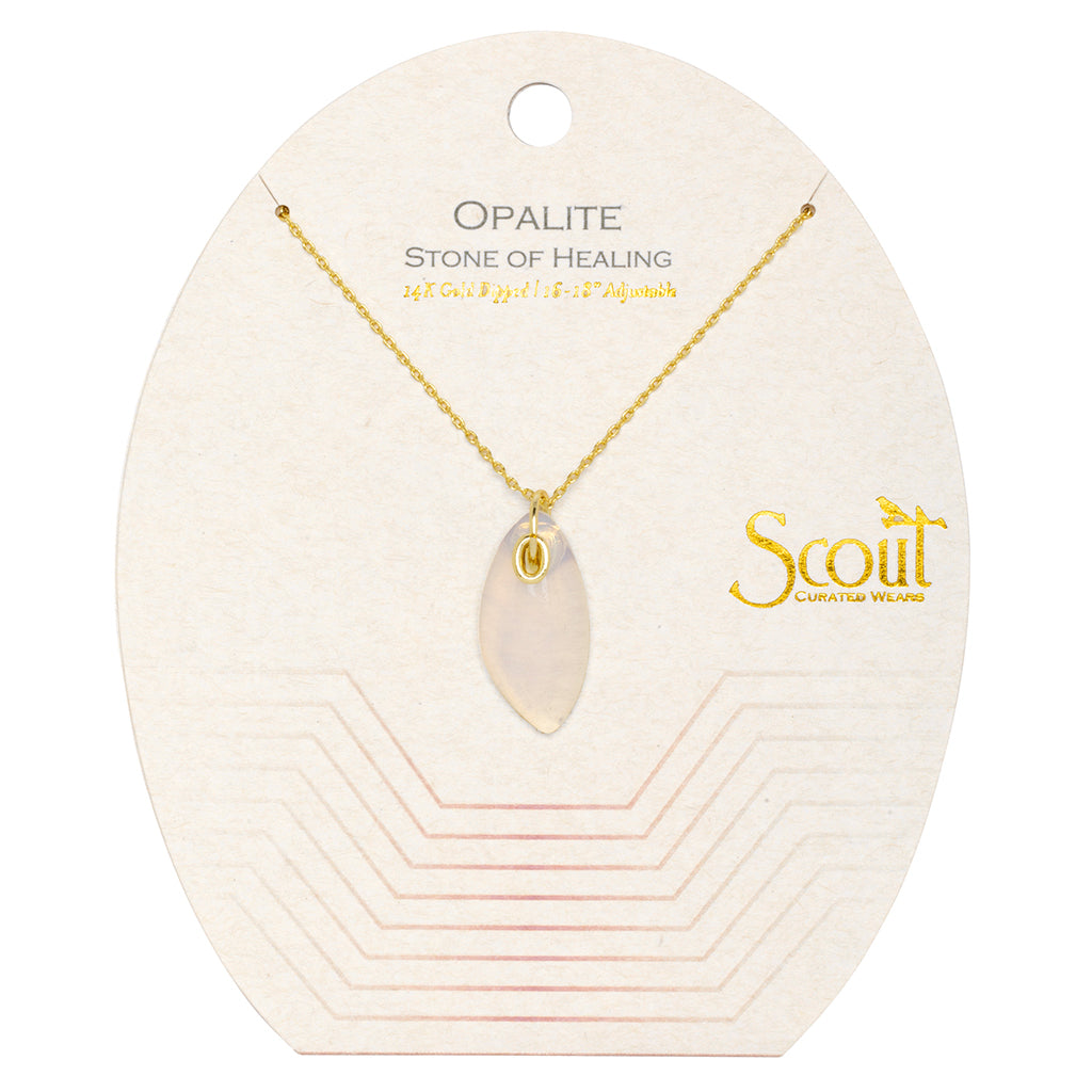ORGANIC STONE NECKLACE OPALITE/GOLD - Kingfisher Road - Online Boutique