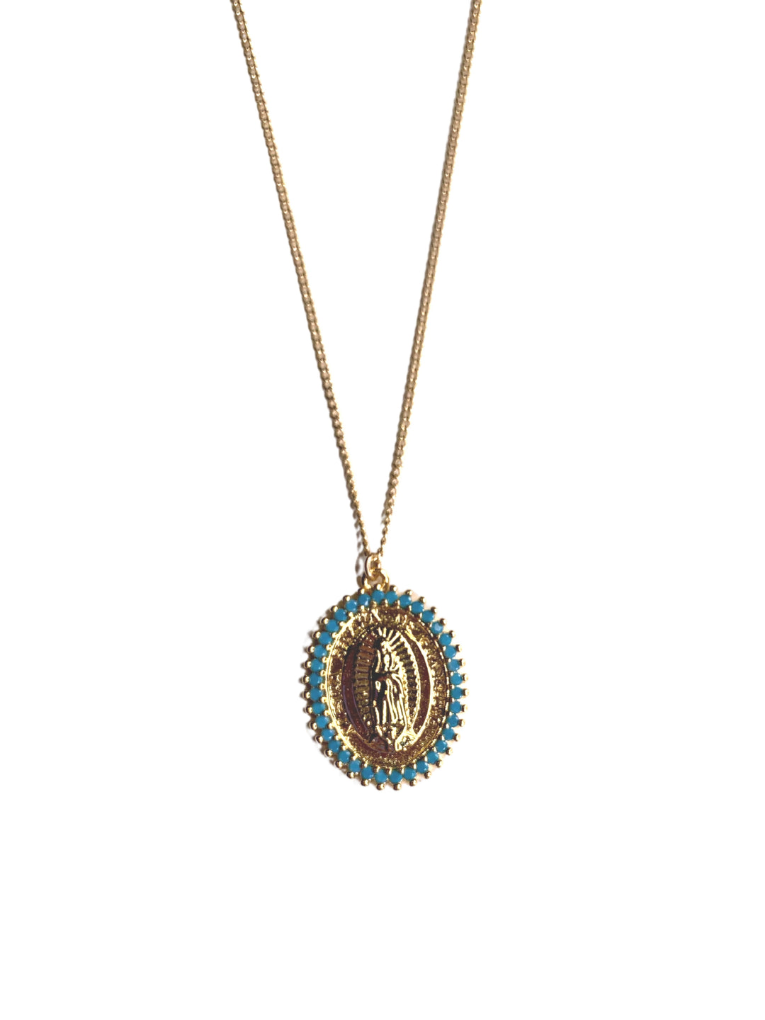 PAVE CRYSTAL "MARY" COIN NECKLACE - Kingfisher Road - Online Boutique