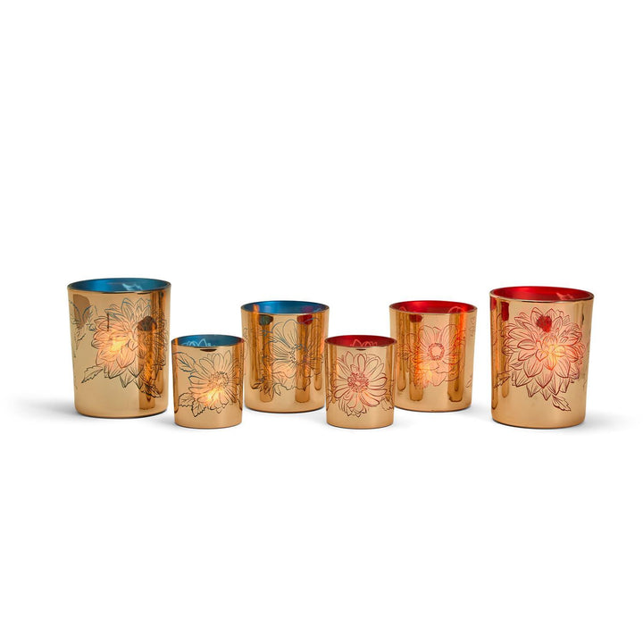 GOLD FLORAL CANDLE HOLDERS-SM - Kingfisher Road - Online Boutique