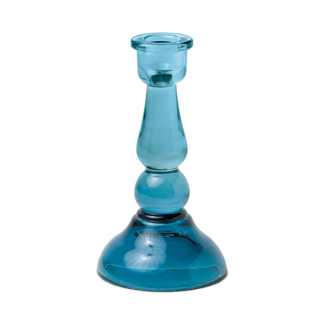 TALL GLASS TAPER HOLDER - BLUE