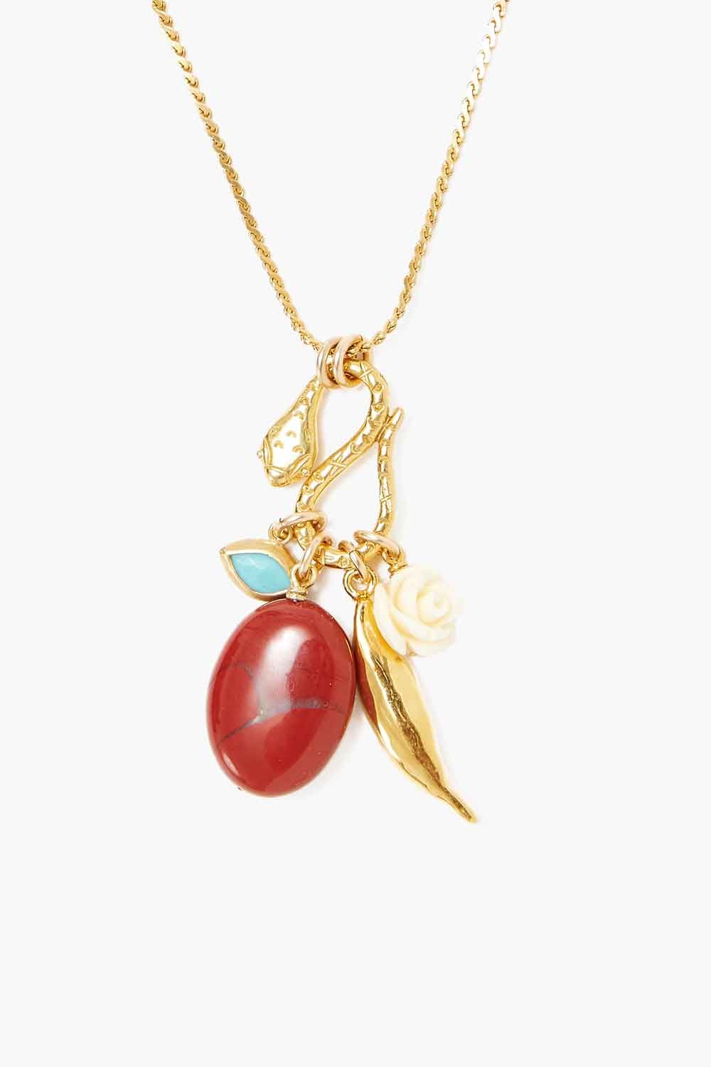 RED JASPER MIX SERPENT CHARM  NECKLACE - Kingfisher Road - Online Boutique