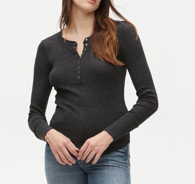 REGAN THERMAL HENLEY - CHARCOAL - Kingfisher Road - Online Boutique