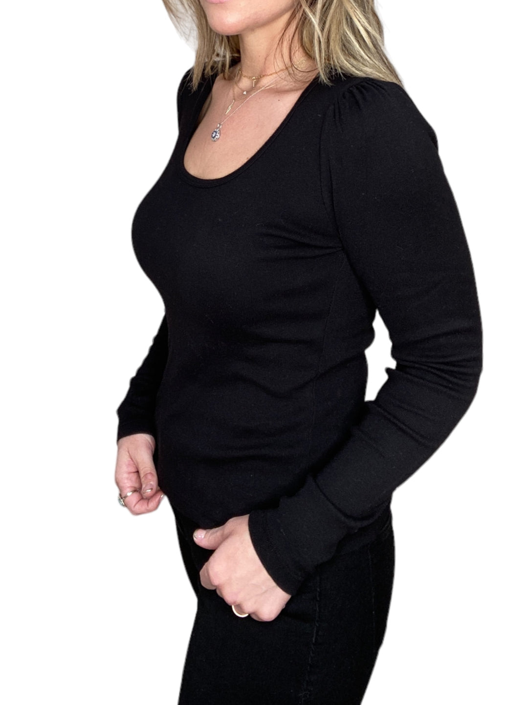 JEWEL PUFF SLEEVE TOP - BLACK - Kingfisher Road - Online Boutique