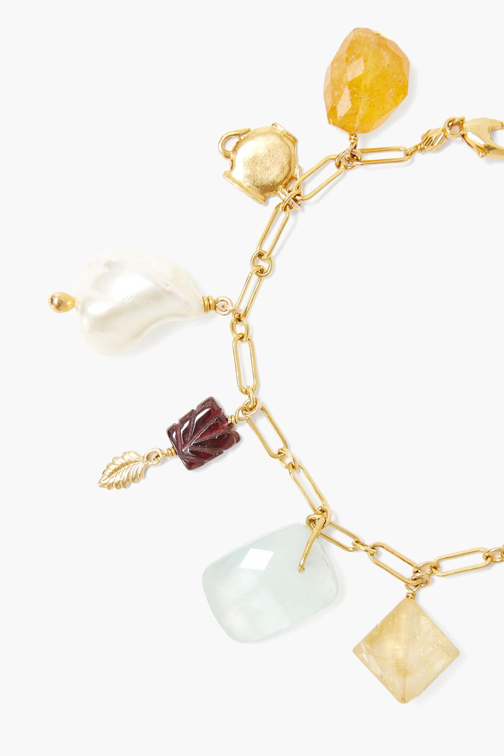 YELLOW/GOLD MIX STONE CHARM BRACELET - Kingfisher Road - Online Boutique