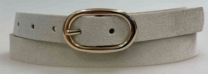 CLASSIC SUEDE SKINNY BELT WITH OVAL BUCKLE-GOLD - Kingfisher Road - Online Boutique