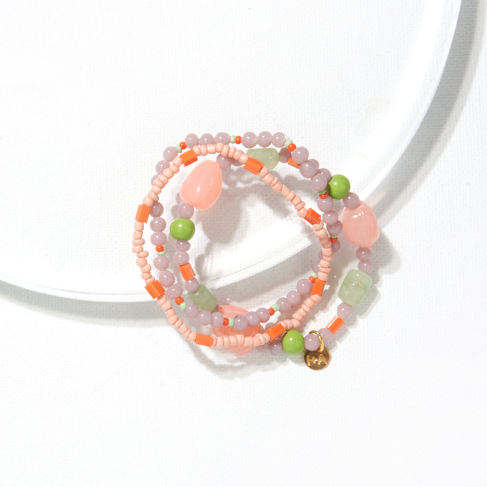 LILAC PINK MIX TRIO OF BEADED STRETCH BRACELETS - Kingfisher Road - Online Boutique