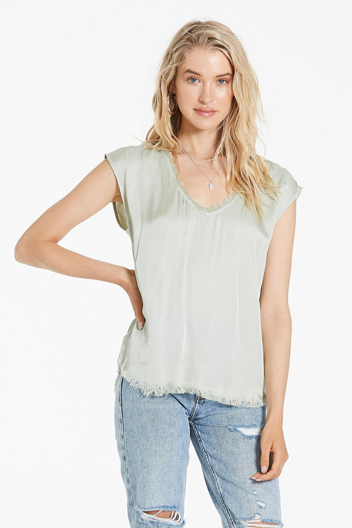 YANIS V-NECK SLEEVELESS TOP-CUCUMBER - Kingfisher Road - Online Boutique