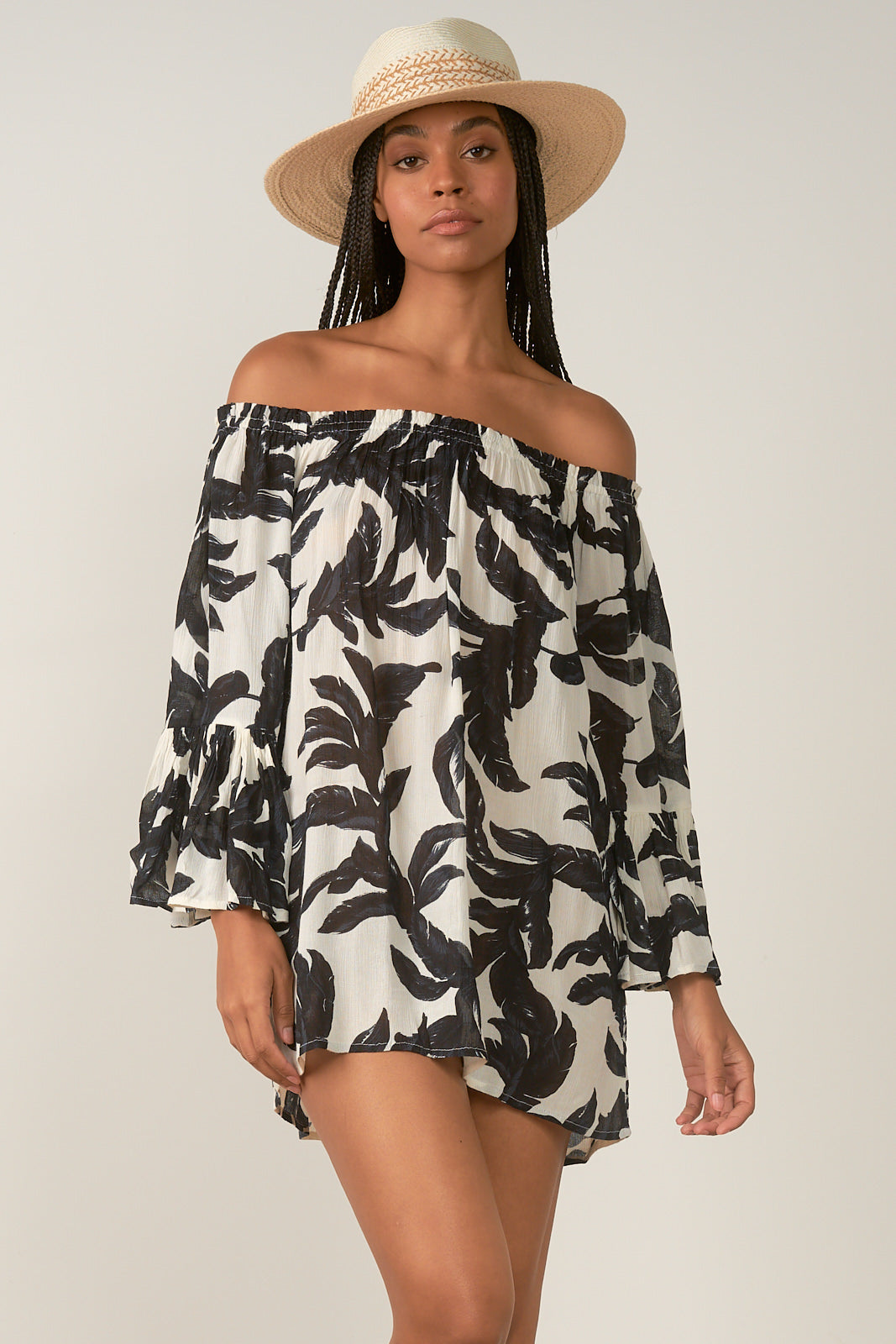 OFF SHOULDER RUFFLE L/S TOP - Kingfisher Road - Online Boutique