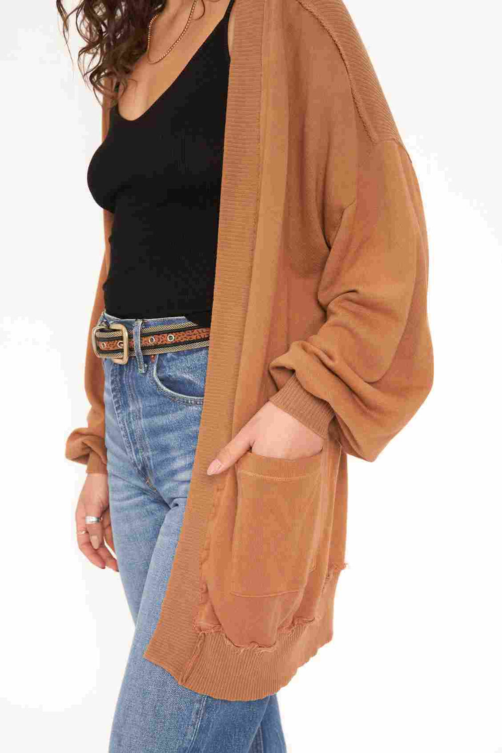 STILL DREAMING POCKET CARDI - CARAMEL - Kingfisher Road - Online Boutique