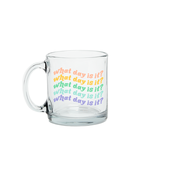 WHAT DAY IS IT GLASS MUG - Kingfisher Road - Online Boutique