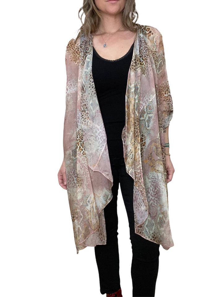 PINK SILK ANIMAL PRINT DUSTER - Kingfisher Road - Online Boutique