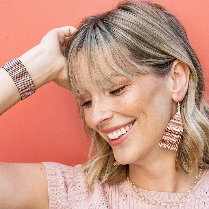 PETITE FRINGE STRIPE EARRINGS - Kingfisher Road - Online Boutique