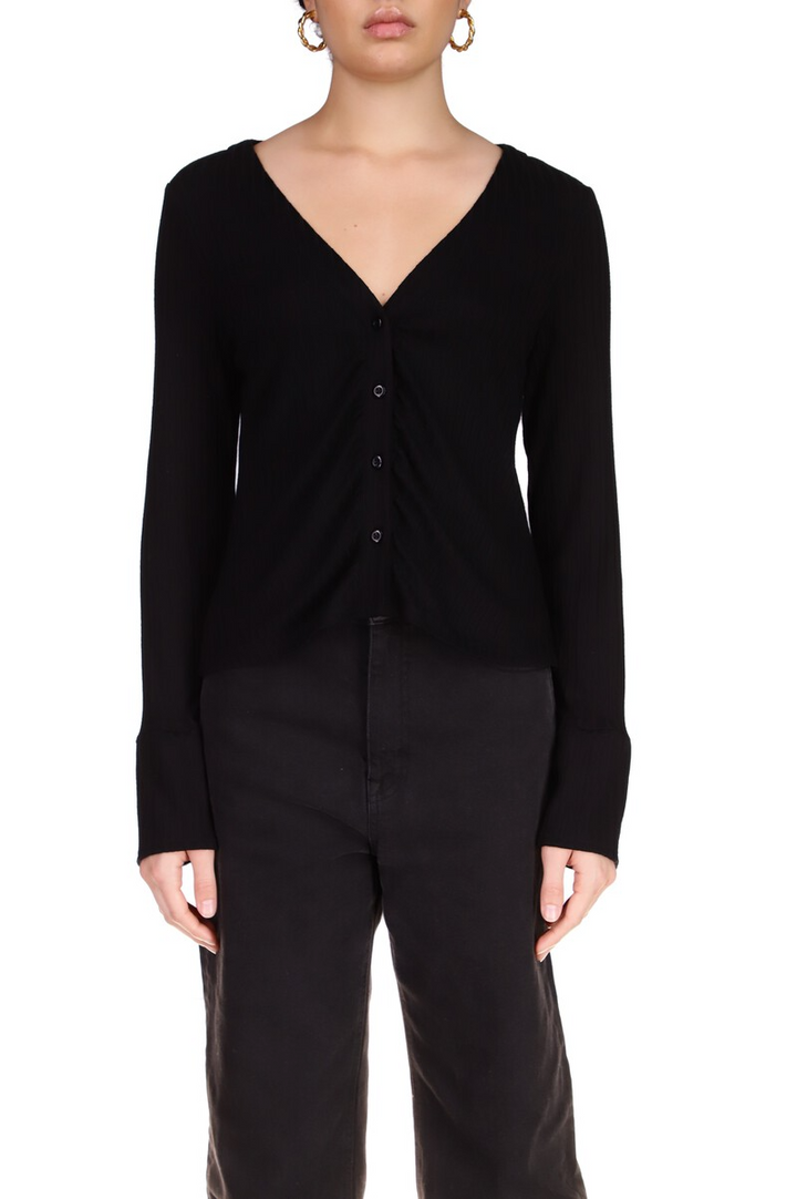BLACK WIDE CUFF KNIT BLOUSE - Kingfisher Road - Online Boutique