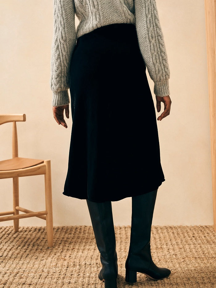 STRETCH SILK VELVET INA SLIP SKIRT-BLACK - Kingfisher Road - Online Boutique