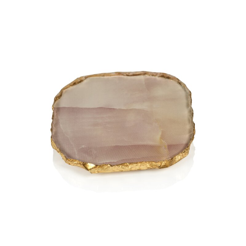 RED AGATE MARBLE GLASS COASTER - Kingfisher Road - Online Boutique