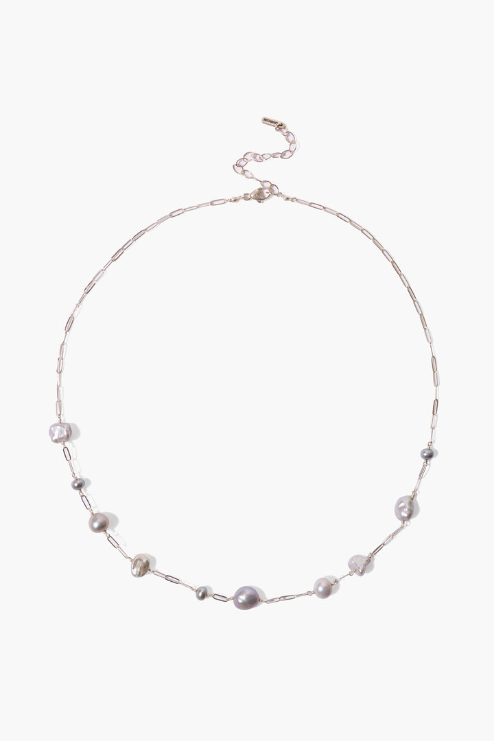 GREY PEARL KESHI SILVER NECKLACE - Kingfisher Road - Online Boutique