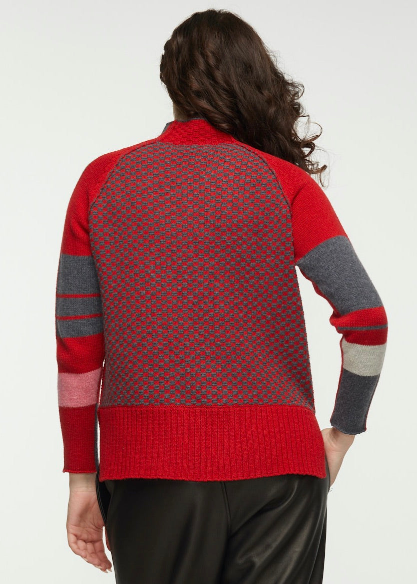 CHECKBACK MOCK SWEATER - RUBY - Kingfisher Road - Online Boutique