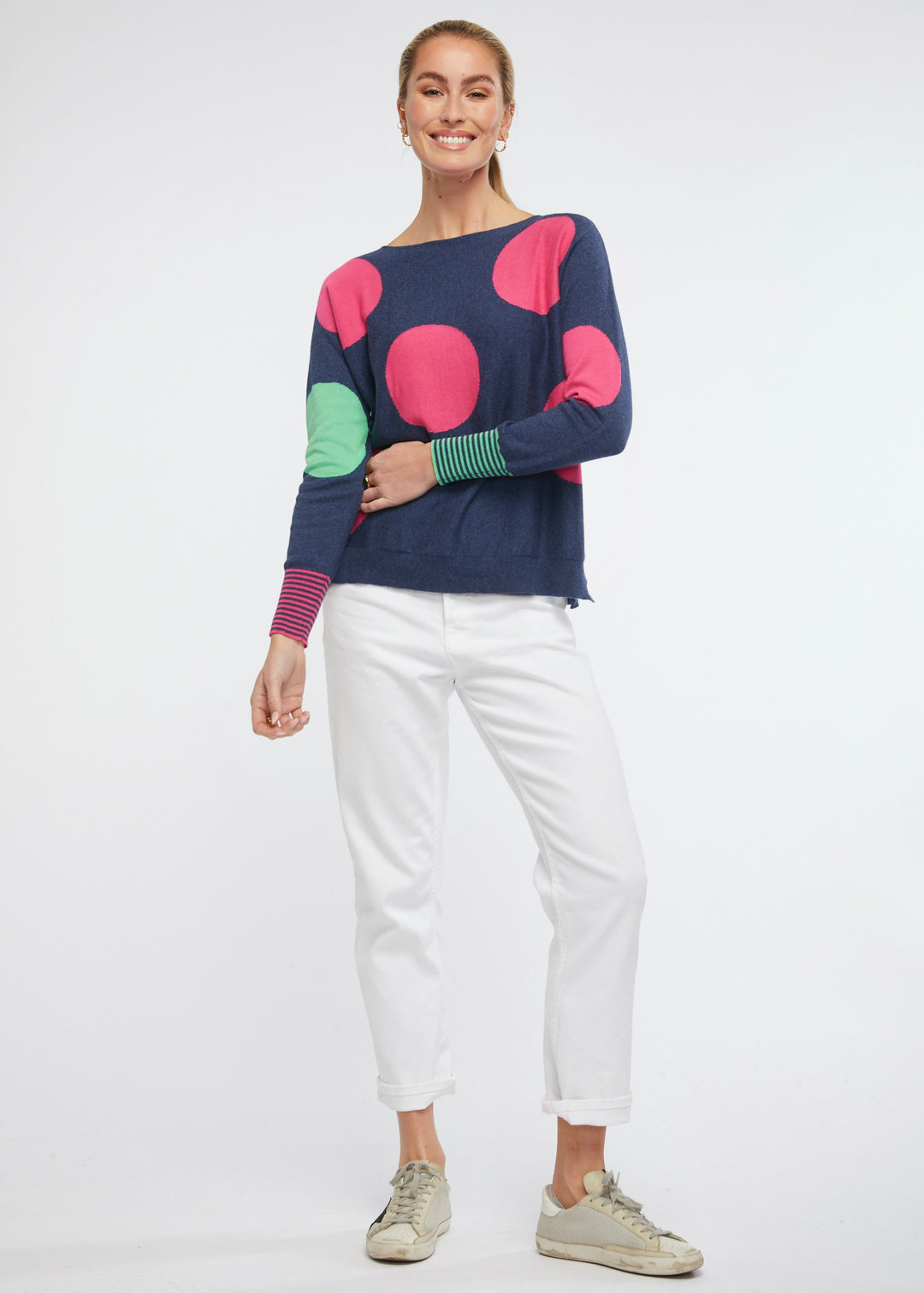 SPOT SWEATER-DENIM - Kingfisher Road - Online Boutique