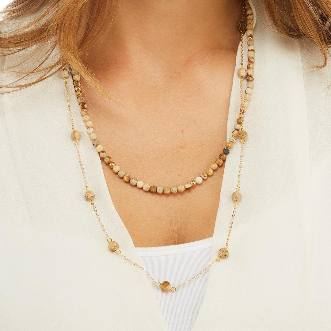 JULIA DOUBLE LAYER BEADED NECKLACE - Kingfisher Road - Online Boutique