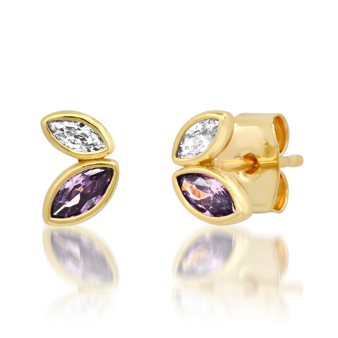 LAVENDER DOUBLE MARQUIS STUD EARRINGS - Kingfisher Road - Online Boutique