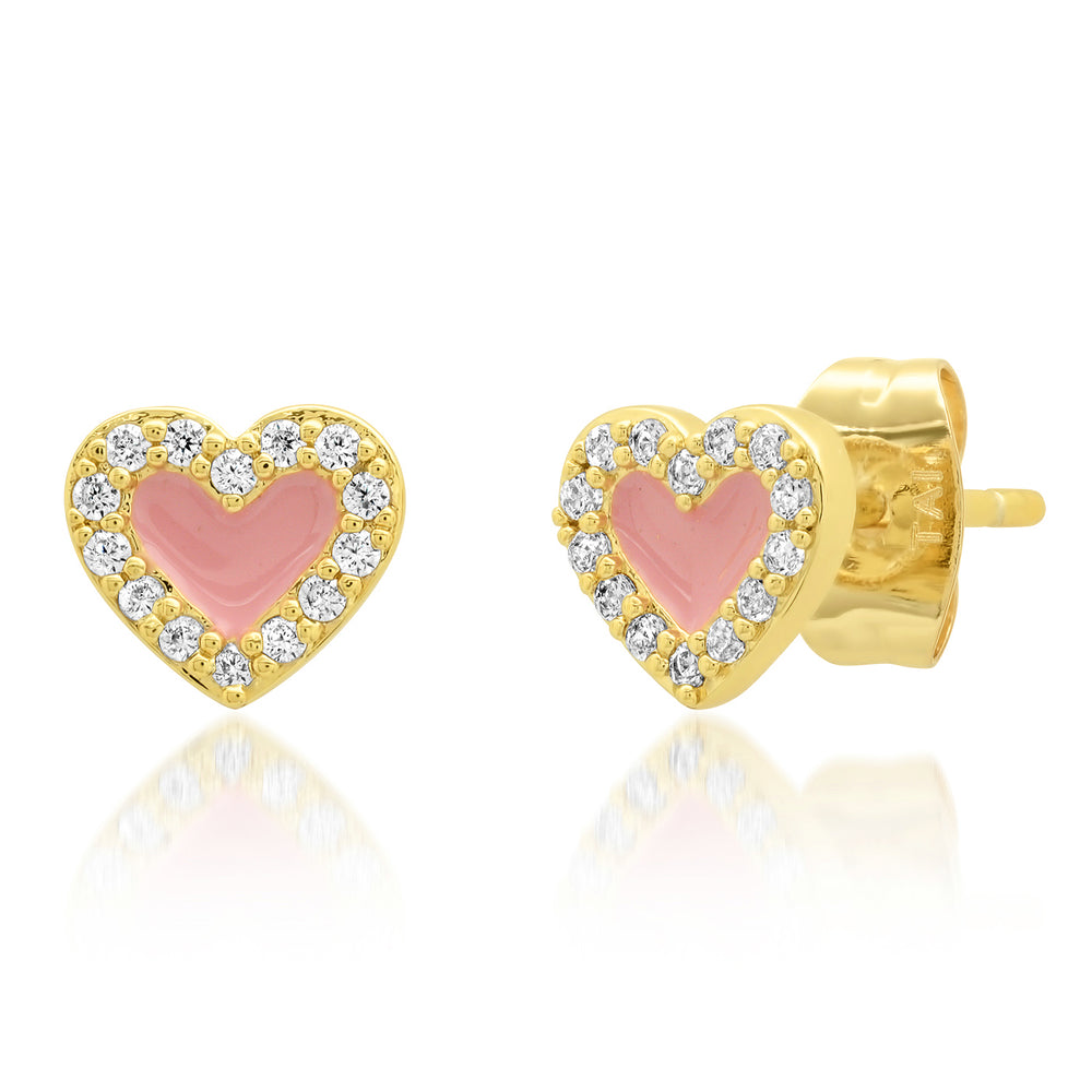 PAVE CZ AND ENAMEL HEART STUDS - Kingfisher Road - Online Boutique