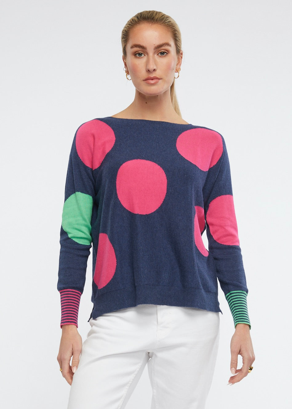 SPOT SWEATER-DENIM - Kingfisher Road - Online Boutique