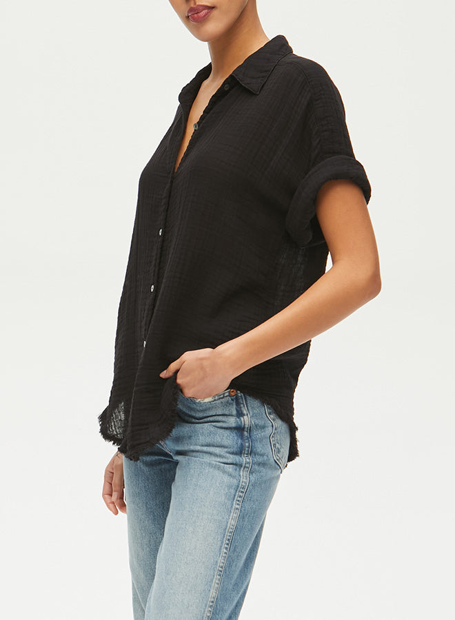 BAILEY BUTTON DOWN SHIRT - BLACK - Kingfisher Road - Online Boutique
