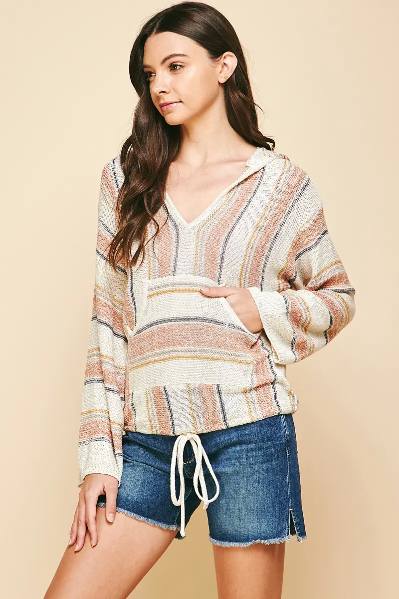 HOODED BLANKET KNIT PULLOVER - Kingfisher Road - Online Boutique