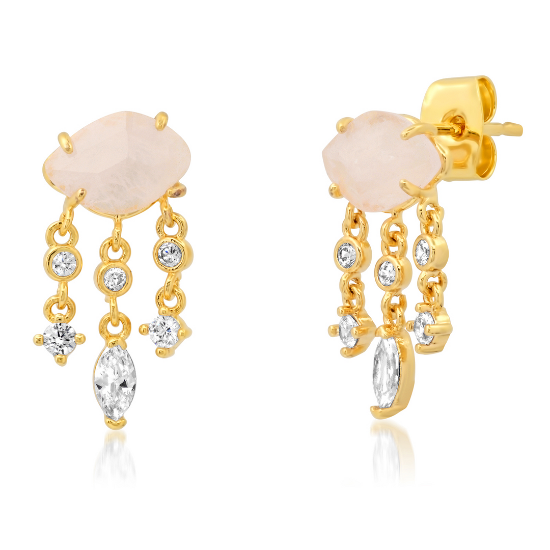 STONE STUDS WITH CHAIN/CZ DANGLES - Kingfisher Road - Online Boutique