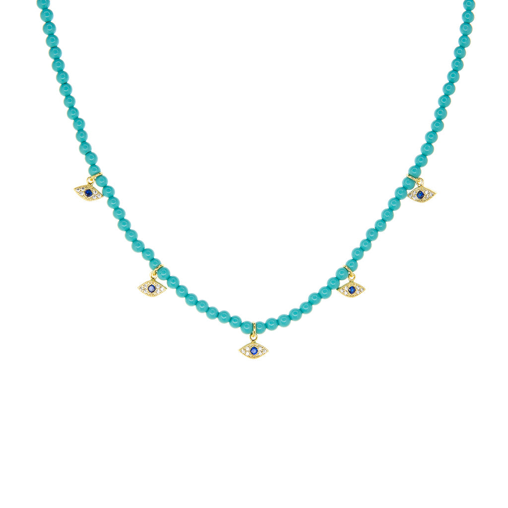 EVIL EYE BEADED CHOKER-TURQUOISE - Kingfisher Road - Online Boutique
