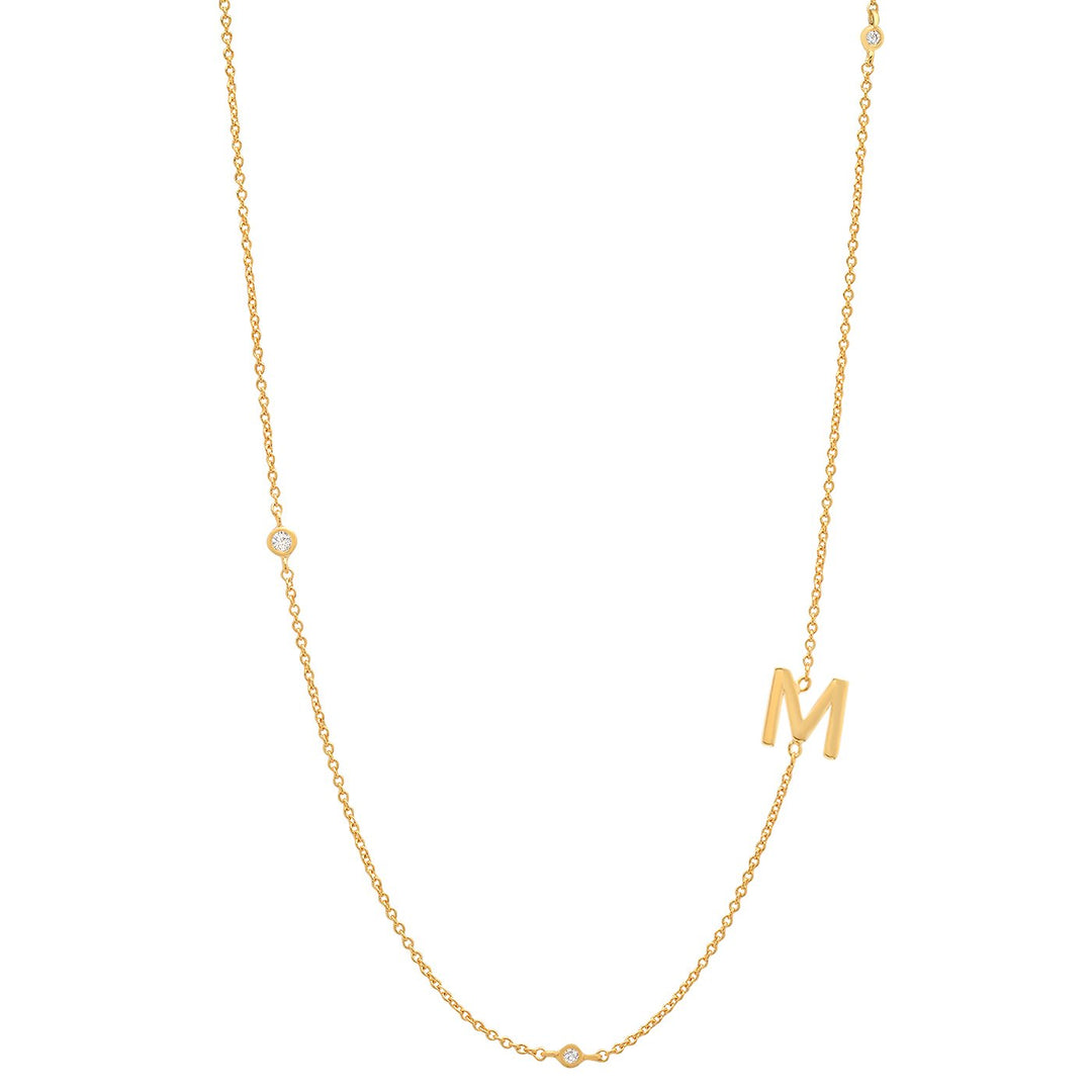 SIDEWAYS INITIAL NECKLACE w/ CZ ACCENTS - Kingfisher Road - Online Boutique