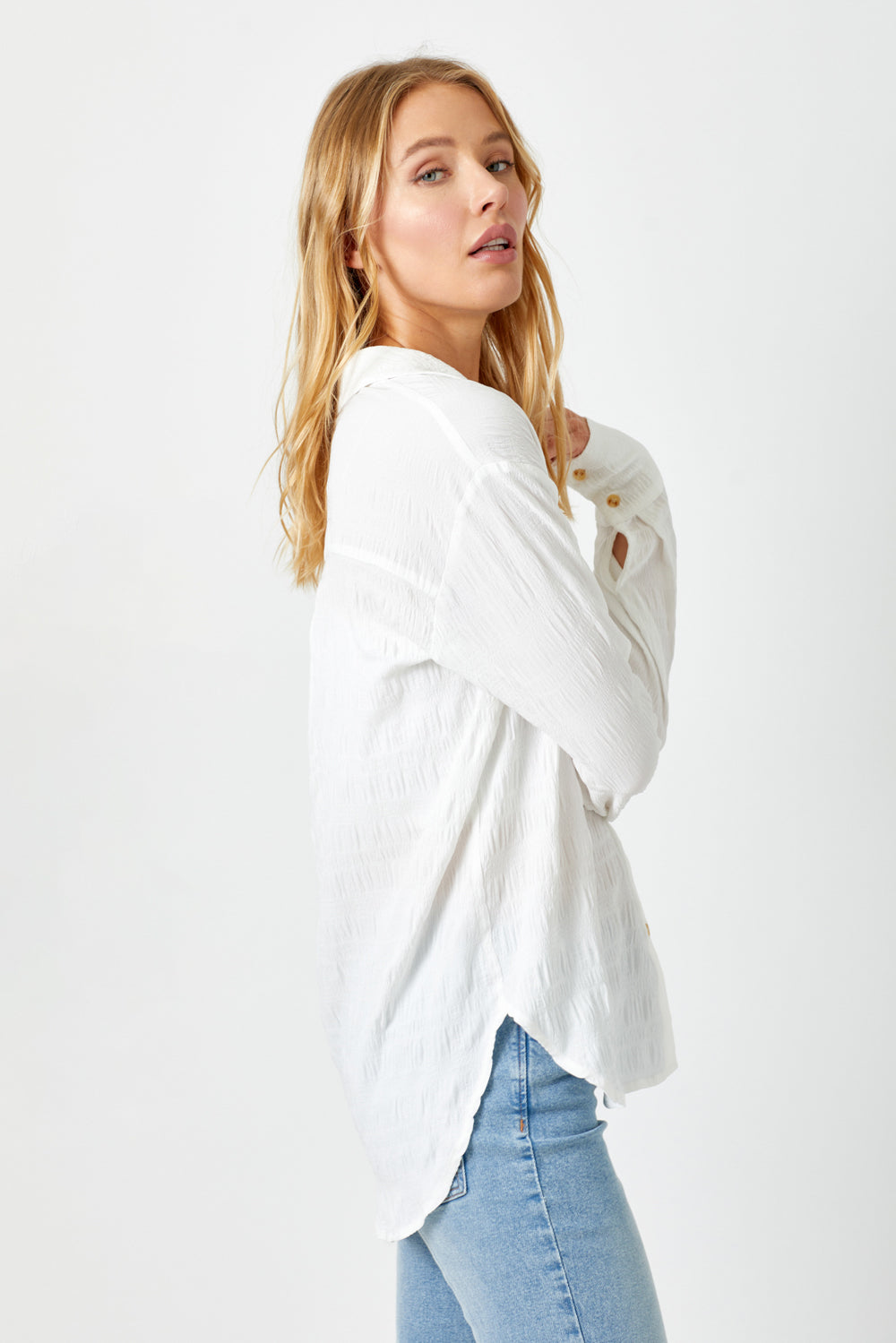 TEXTURED STRIPE BUTTONDOWN SHIRT-OFF WHITE - Kingfisher Road - Online Boutique