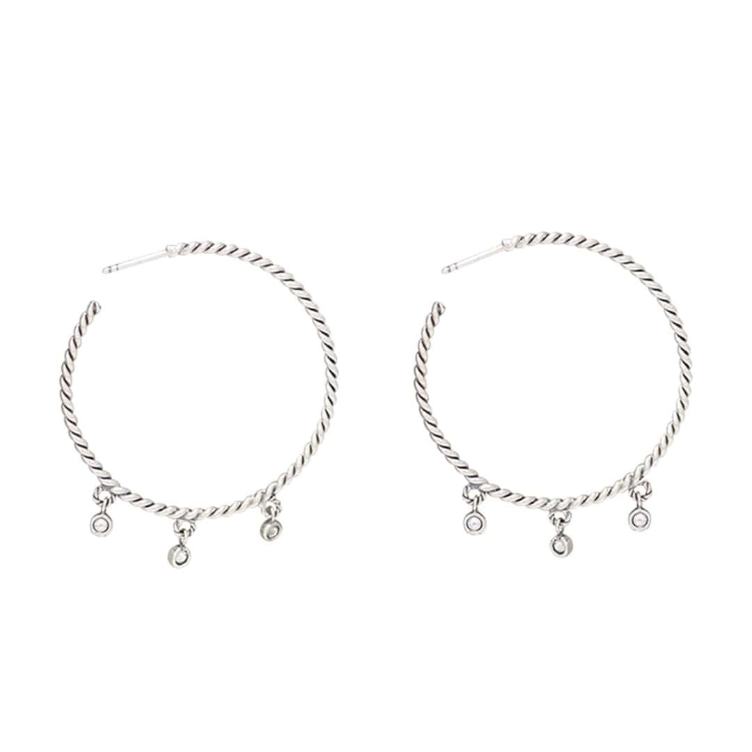 STERLING SILVER POINT OF LIGHT HOOP EARRINGS - Kingfisher Road - Online Boutique