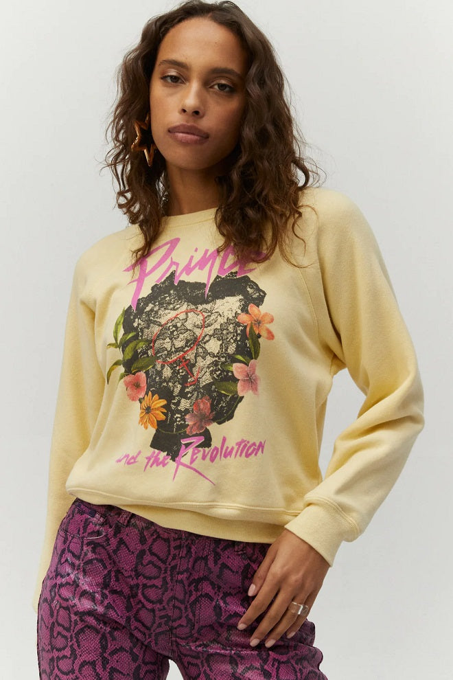 PRINCE & THE REVOLUTION LONG SLEEVE SWEATSHIRT-YELLOW - Kingfisher Road - Online Boutique