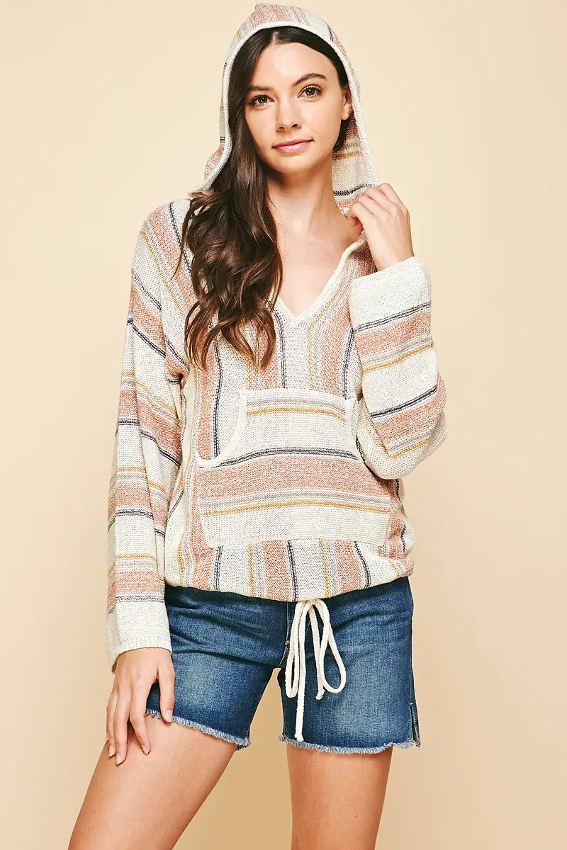 HOODED BLANKET KNIT PULLOVER - Kingfisher Road - Online Boutique